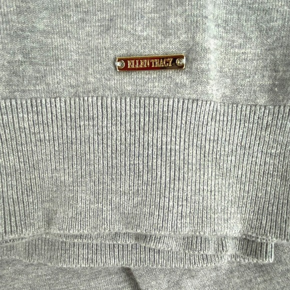 Ellen Tracy Cardigan Sweater Women's M Pearl Zip Pull Jacket Gray Viscose Nylon - Picture 8 of 9